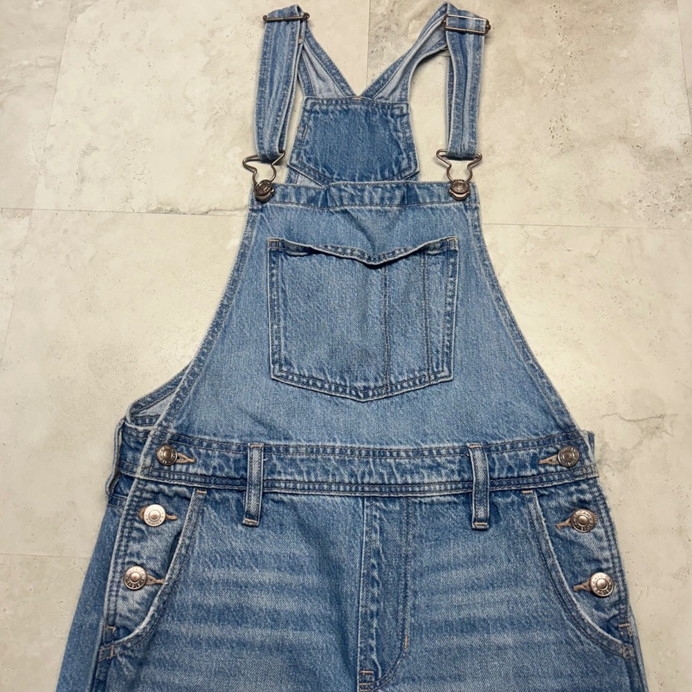 American Eagle Classic Overall Light Wash Denim Women XS Blue Cotton Blend